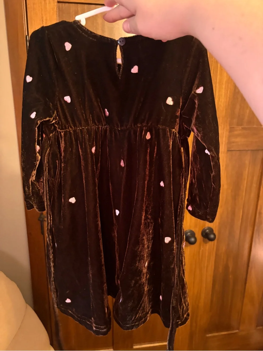 Vintage Blueberi Boulevard Brown Velvet Heart Dress | Toddler Girls 2T